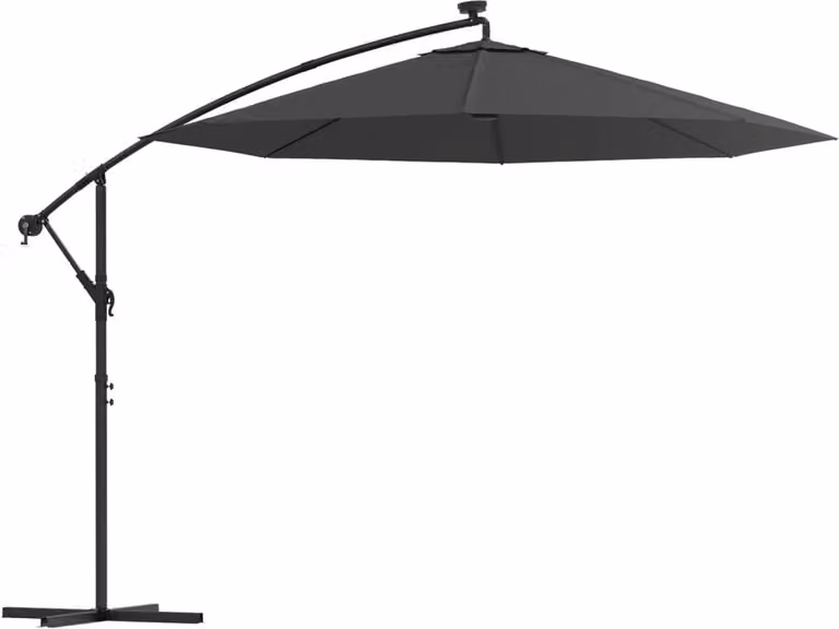 Ombrellone a Sbalzo con LED e Palo in Acciaio 300 cm Antracite