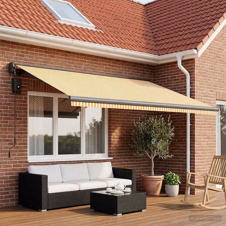 Telo di ricambio per tenda da sole vidaXL in poliestere, Giallo e Bianco, L 450 x P 300 cm