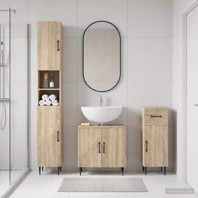 Set di armadietti da bagno in 3 pezzi HAARLEM Rovere Sonoma 3417857