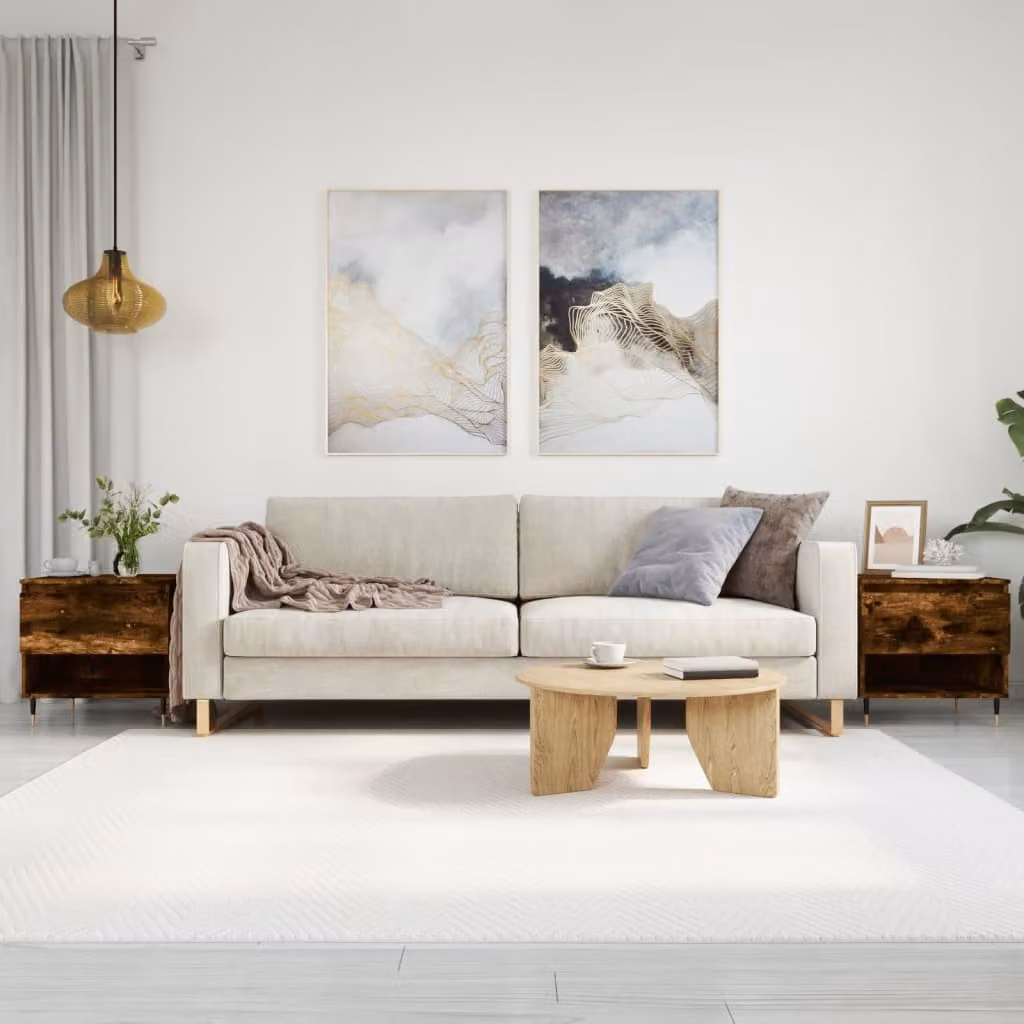 Set di 2 tavolini da salotto moderni vidaXL in legno e metallo, colore rovere marrone, L/P/H: 50 x 46 x 50 cm