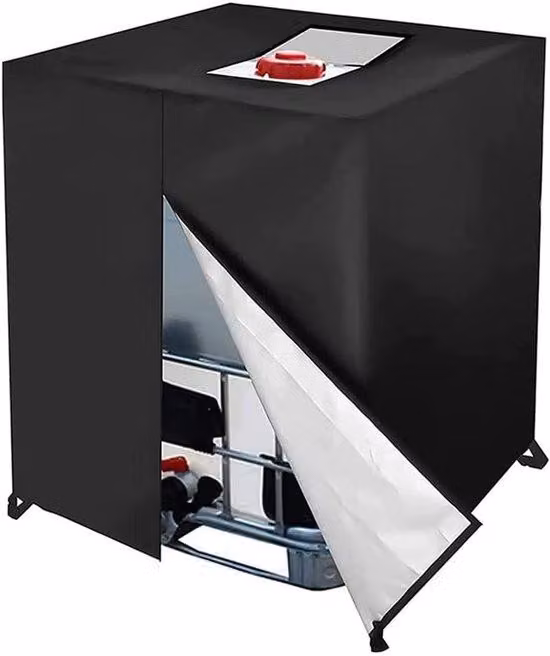 Copertura protettiva per serbatoio VHV da 1000 litri, compatibile con contenitori IBC, realizzata in film UV, dimensioni 120 x 100 x 116 cm - Senza cerniera