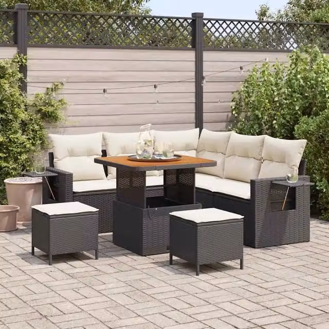 Set Divano da Giardino 8 pz Nero polyrattan 3361740