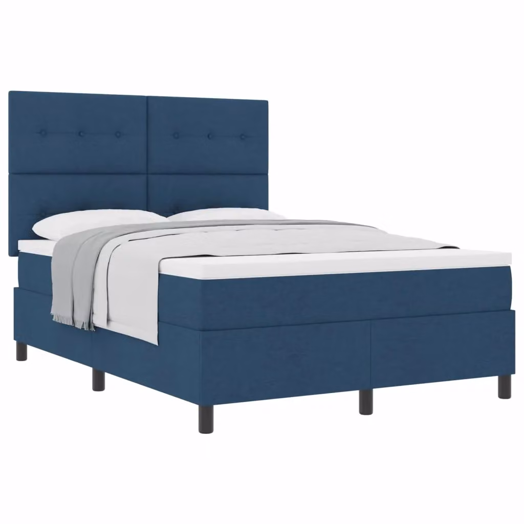 Letto a molle con testiera blu vidaXL L/P: 140 x 200 cm – 2