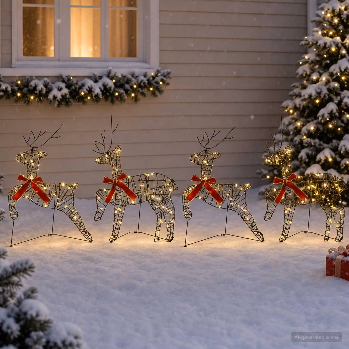 vidaXL Renna di Natale 4 pz 80 LED Bianco caldo 43 x 19 x 65 cm