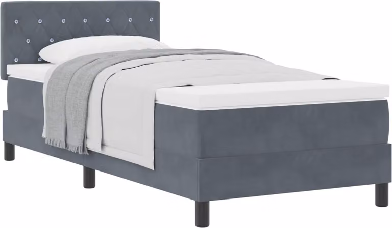 Letto a molle con materasso Grigio scuro 100 x 200 cm Velluto