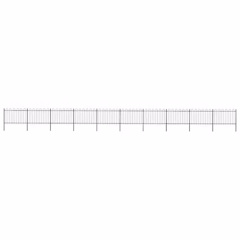 Recinzione da giardino vidaXL in acciaio con parte superiore ad anello, colore nero, L: 1673 cm, H: 120 cm