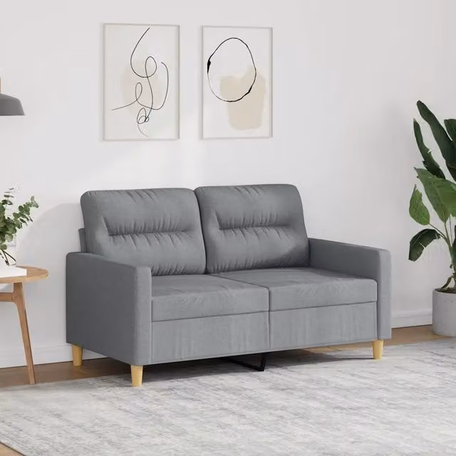 Divano a 2 posti Design Mania in tessuto grigio con struttura in metallo per il tuo soggiorno L: 138 cm, P: 77 cm, H: 80 cm – 1