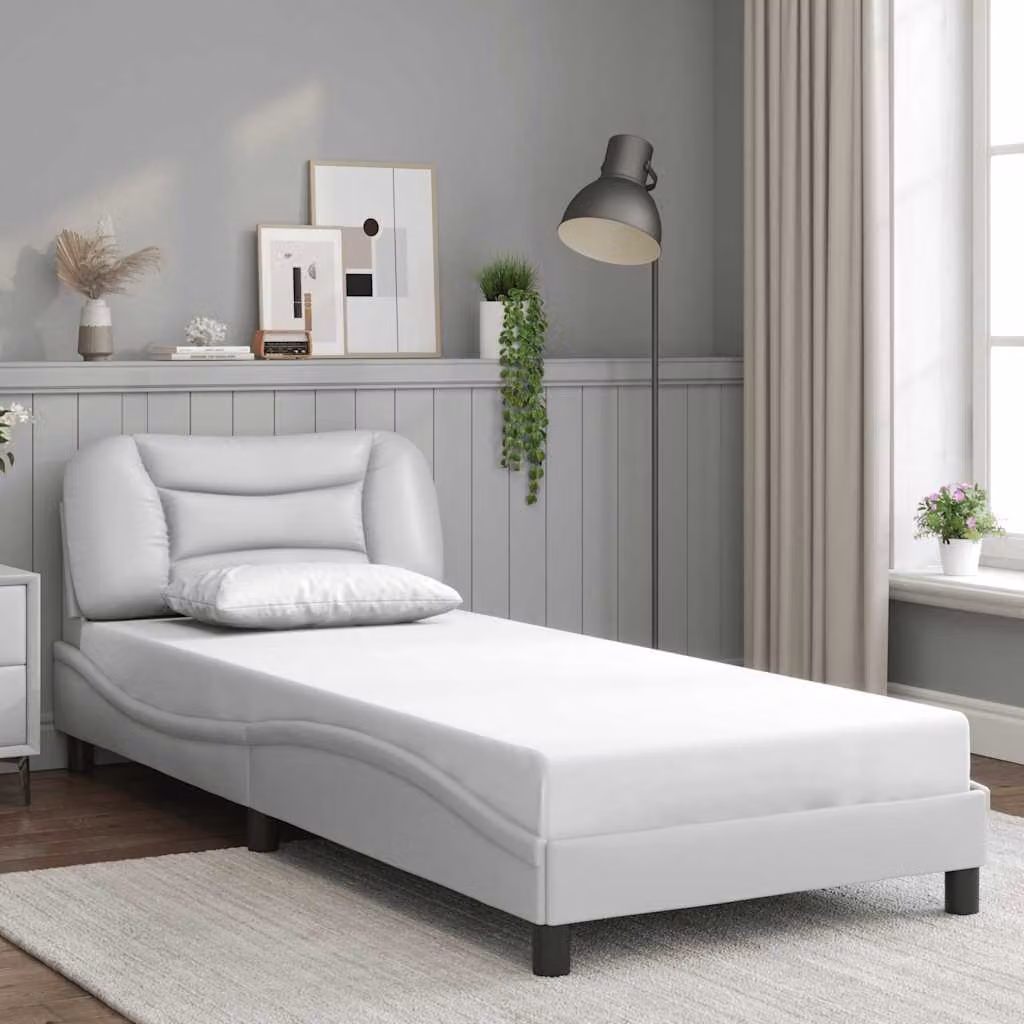 Giroletto senza materasso Hvar vidaXL in similpelle bianca, dimensioni 90 x 190 cm – 1