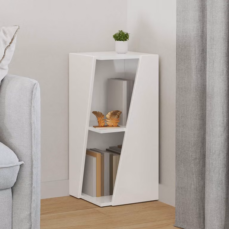 vidaXL Mensola laterale moderna in MDF bianco con pannello posteriore L 33 cm, P 32 cm, H 70,5 cm