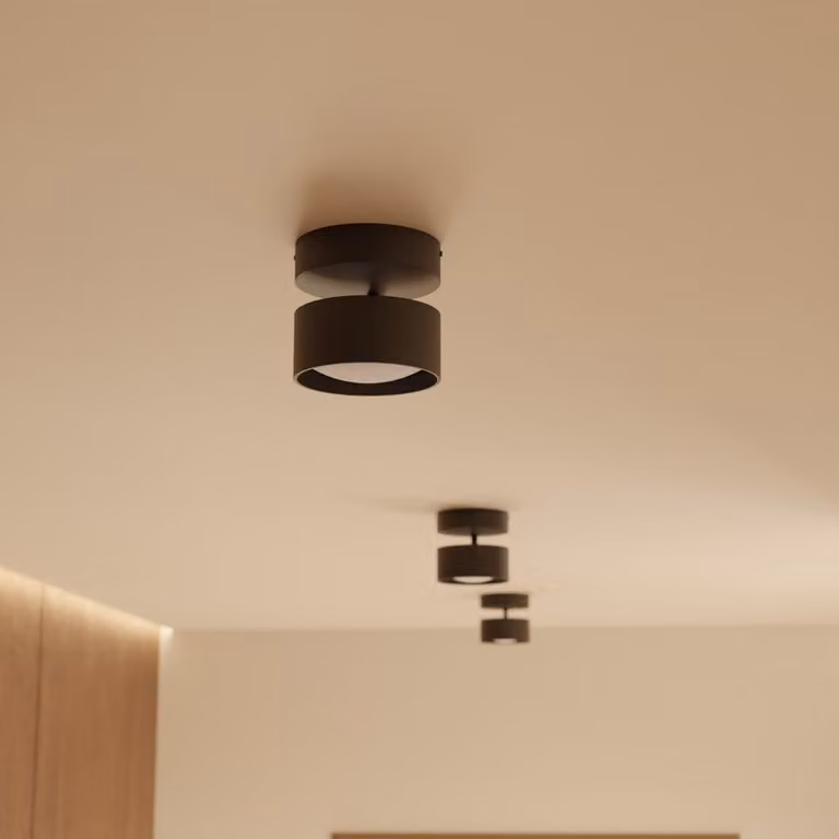 LUMIÈRE Design Plafoniera 'Sava' cilindrica LED bianco caldo Nero