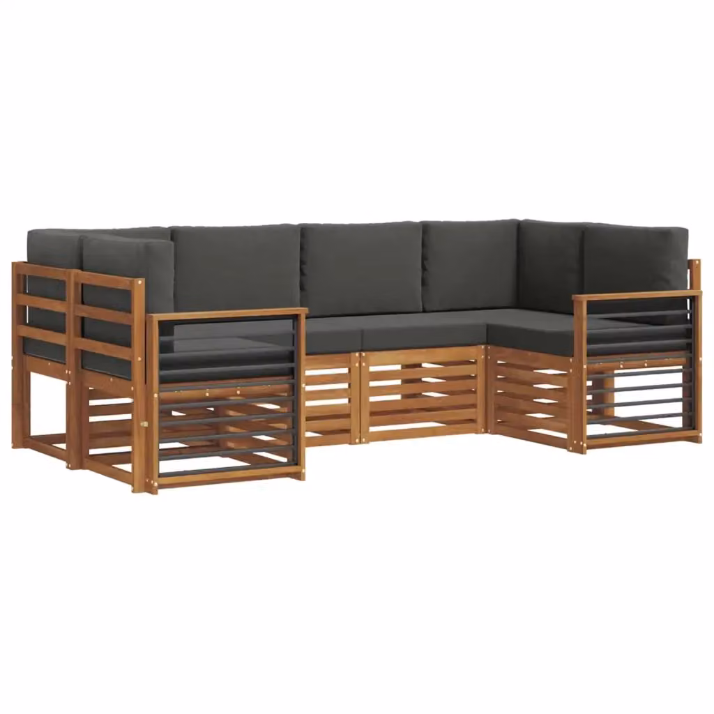 Set di divani da esterno a L vidaXL in legno di acacia con cuscini beige e antracite – 2