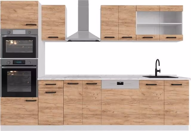 Cucina componibile moderna R-Line Vicco Rovere dorato e Bianco L: 300 cm, P: 60 cm, H: 206,8 cm – 1