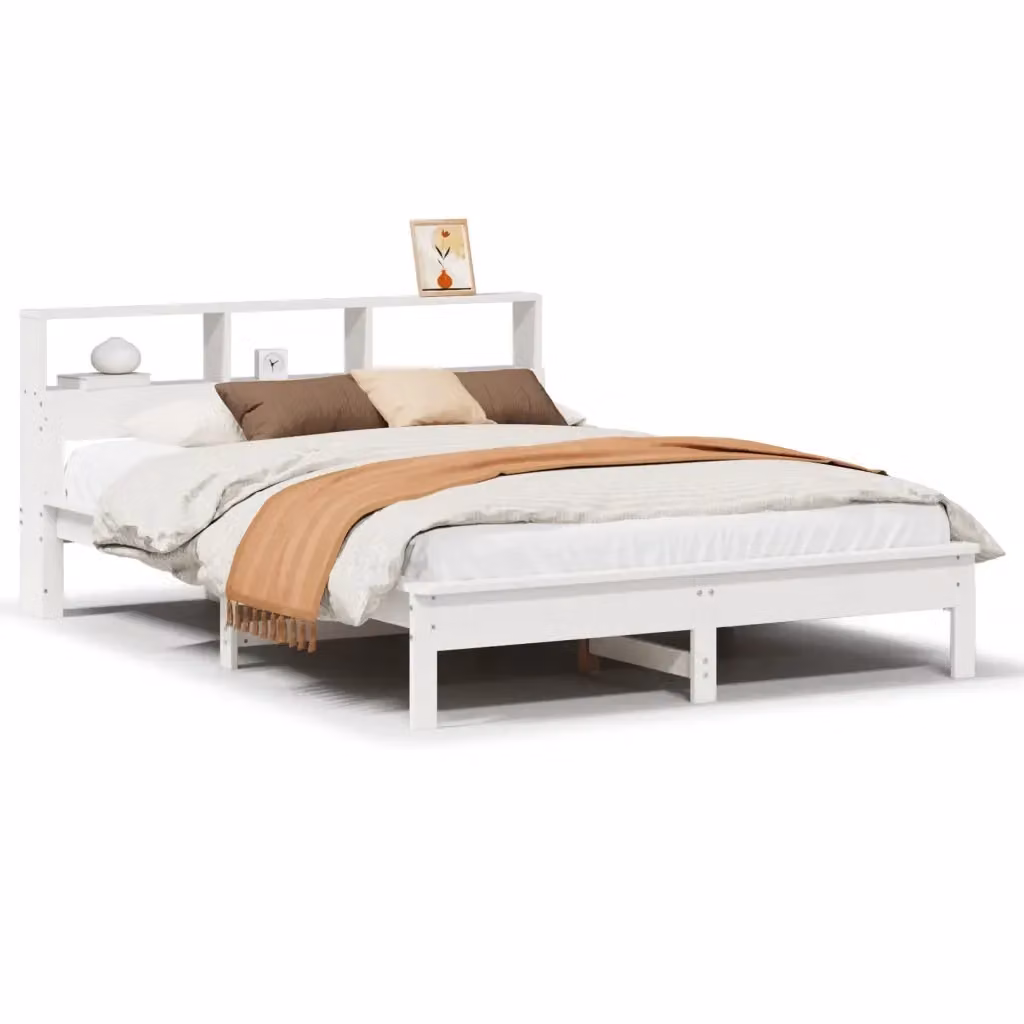 vidaXL Letto in Legno Massello di Pino Bianco con Doghe Piatte Fisse 150x200 cm – 2