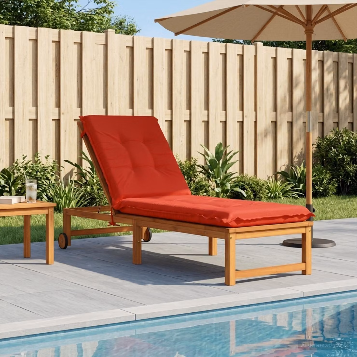 vidaXL Cuscino per Lettino GEMERT Rosso in Poliestere con Rivestimento Rimovibile e Resistente ai Raggi UV L: 190 cm, P: 60 cm, H: 9 cm