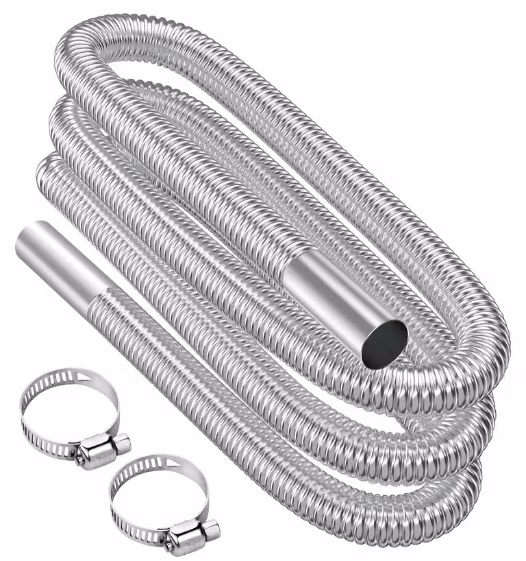Scarico per riscaldatore ausiliario - 300 cm - Acciaio inossidabile - Diametro 25 mm - Con morsetti - Per generatori di riscaldamento diesel