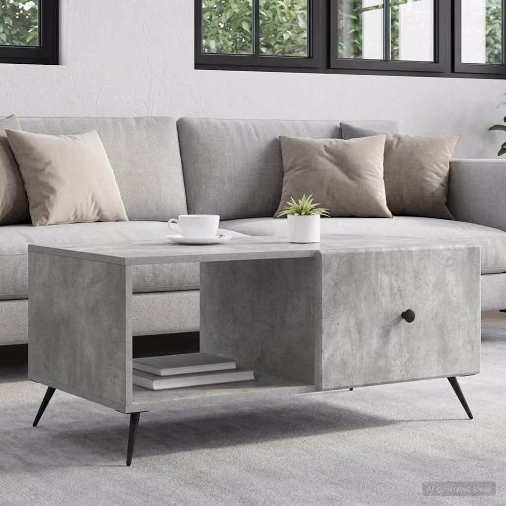 vidaXL Tavolino da salotto rettangolare in stile classico, Grigio, L 90 x P 60 x H 50 cm