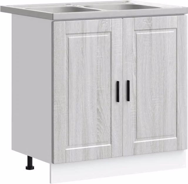 Mobiletto per Lavabo | Armadio Lavabo Porto 2 pz Grigio Legno multistrato