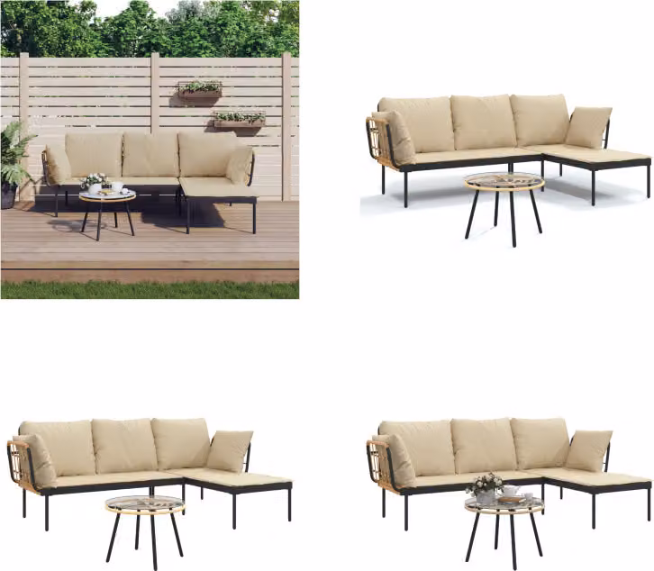 vidaXL Set salotto da giardino 3 pezzi con cuscini in rattan beige - Set salotto da giardino - Set salotto da giardino - Set mobili da giardino