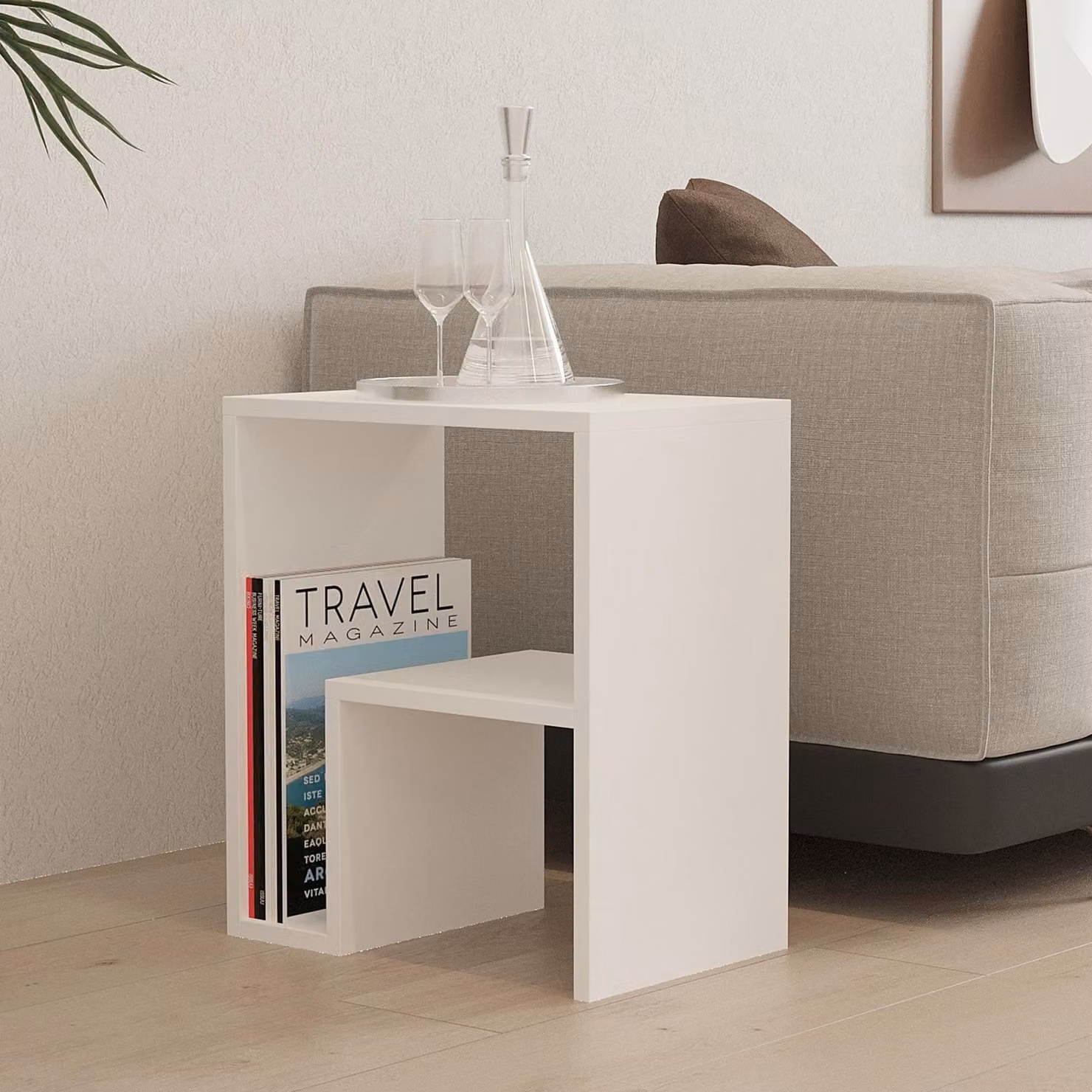 Vocca - Tavolino da Salotto, 45x30x52h cm Bianco, un Vano