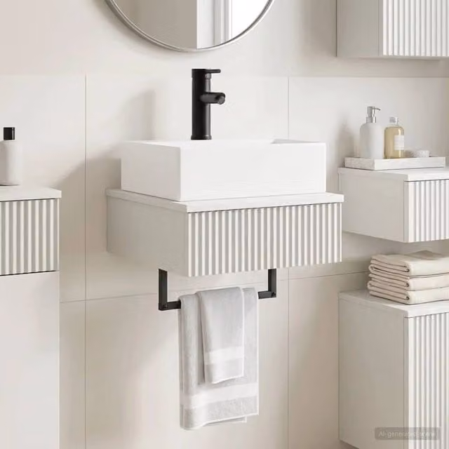 Lavabo da parete moderno vidaXL in MDF bianco L 40 cm x P 41 cm x H 39 cm