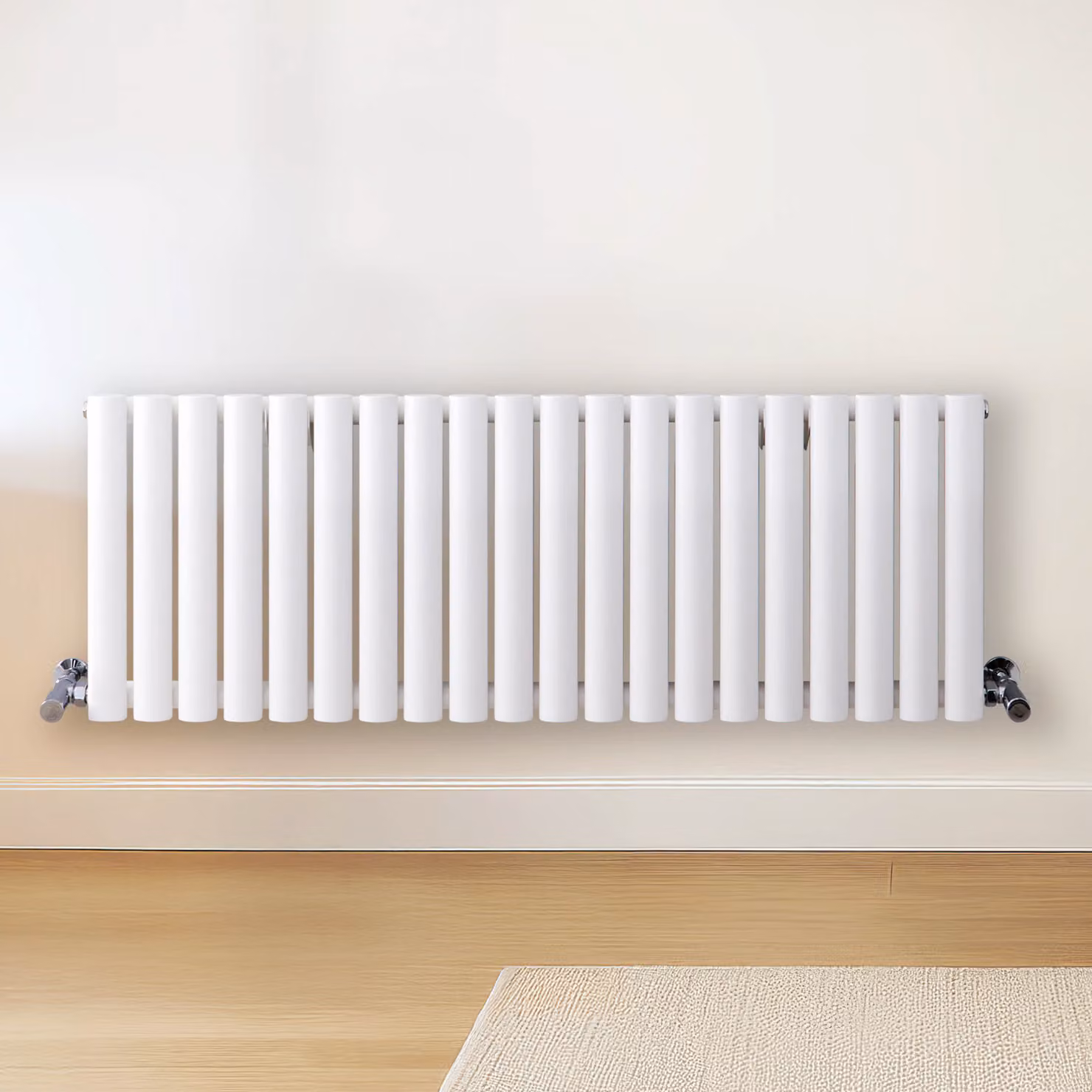 Radiatore Orizzontale Doppio Design Bianco 400x1180mm 980W - Alta Resa - Stile Moderno - Revive
