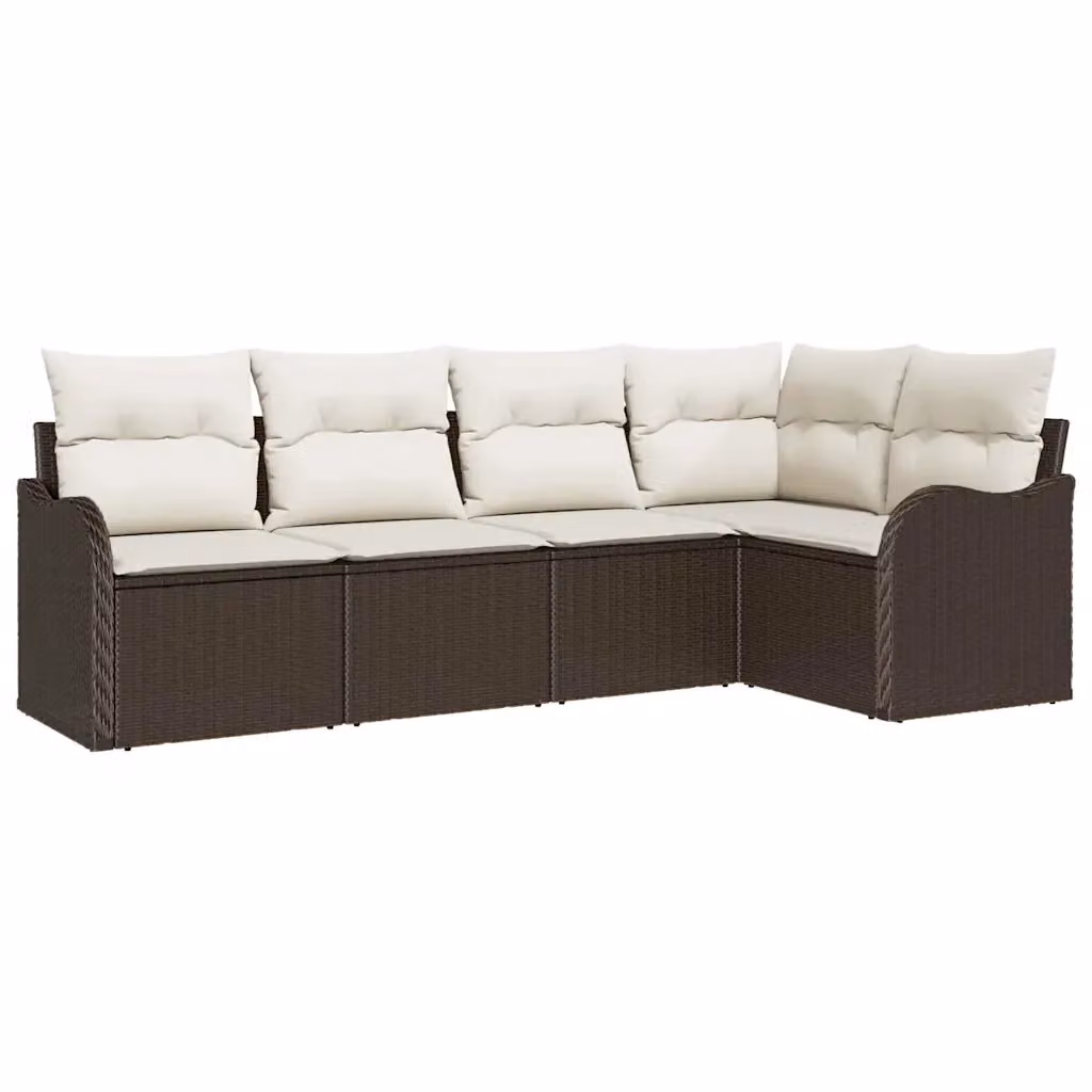 Set Divano da Giardino a L vidaXL in Polyrattan Marrone con Cuscini e Struttura in Acciaio Verniciato a Polvere – 2