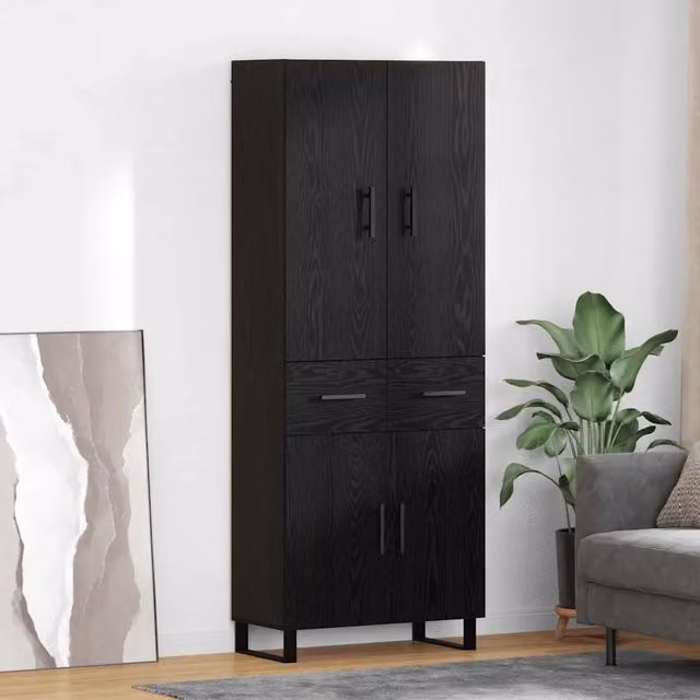 Credenza 2 pz Rovere Nero 69,5 x 34 x 180 cm 3416190