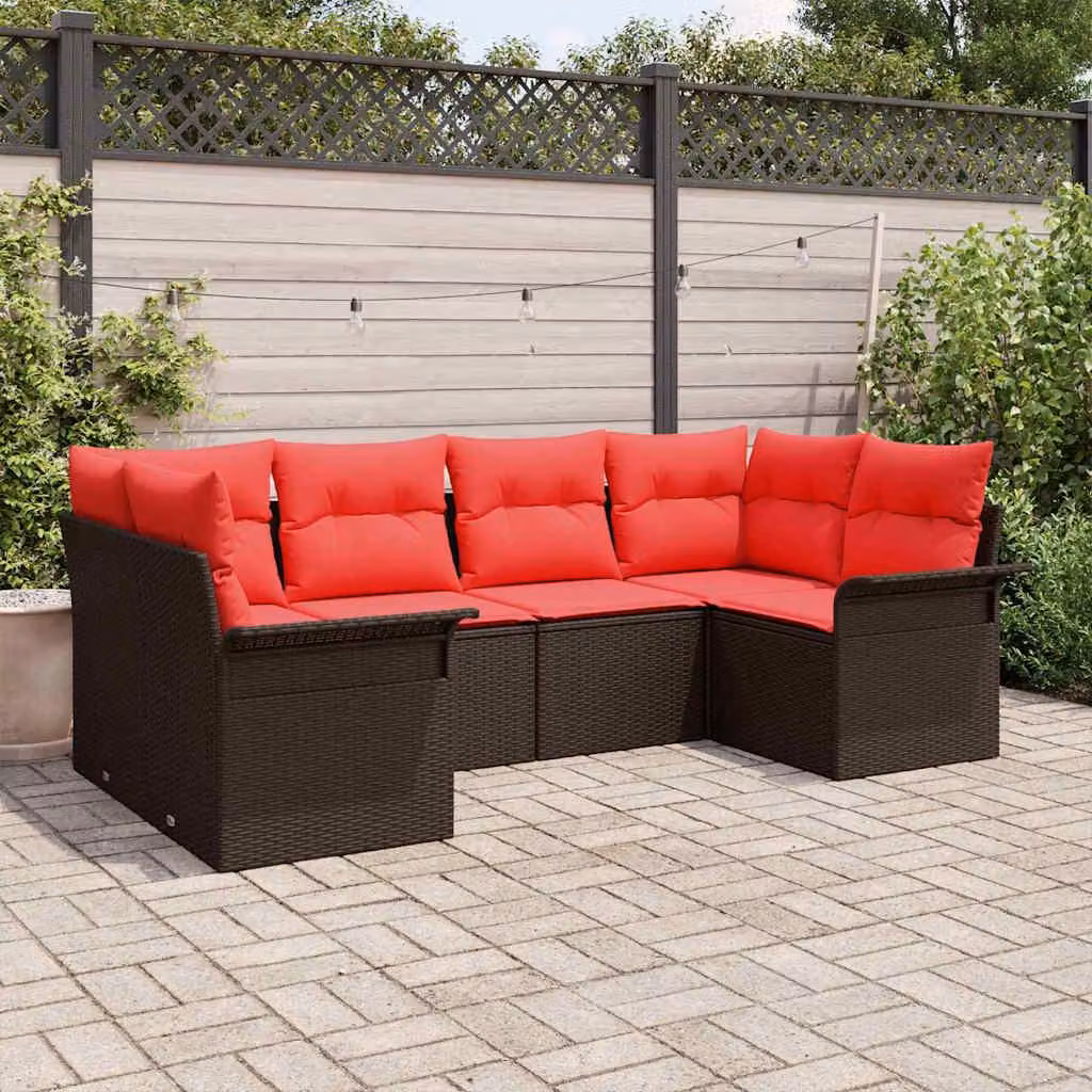 Maison Exclusive - Set da giardino con divano a 6 posti, color marrone, in rattan sintetico