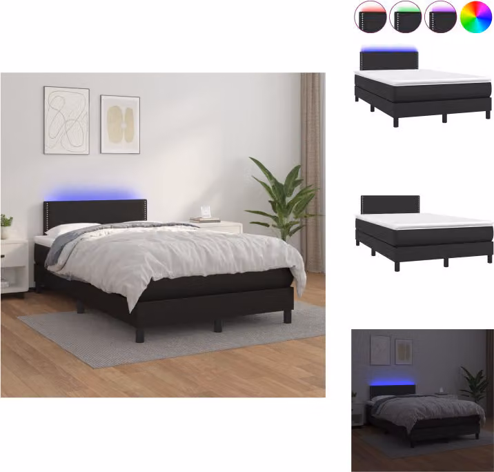 vidaXL Letto a molle con materasso e LED nero 120x200 cm in Pelle finta - Letti & strutture letto