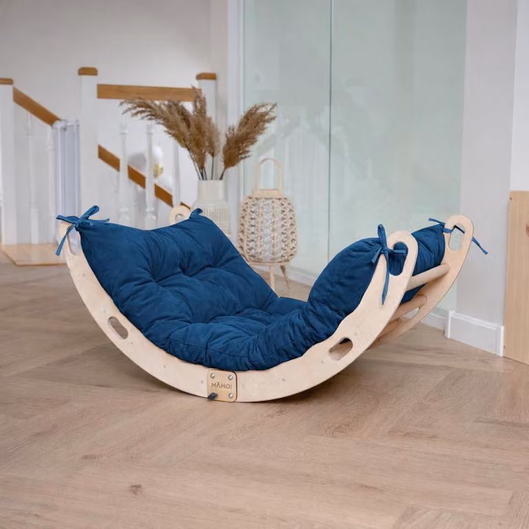 MAMOI® Arco da arrampicata con cuscini, cuscini per altalena arcobaleno, triangolo da arrampicata, arrampicata per bambini, arco in legno per bambini, parco giochi, struttura per arrampicata da interno
