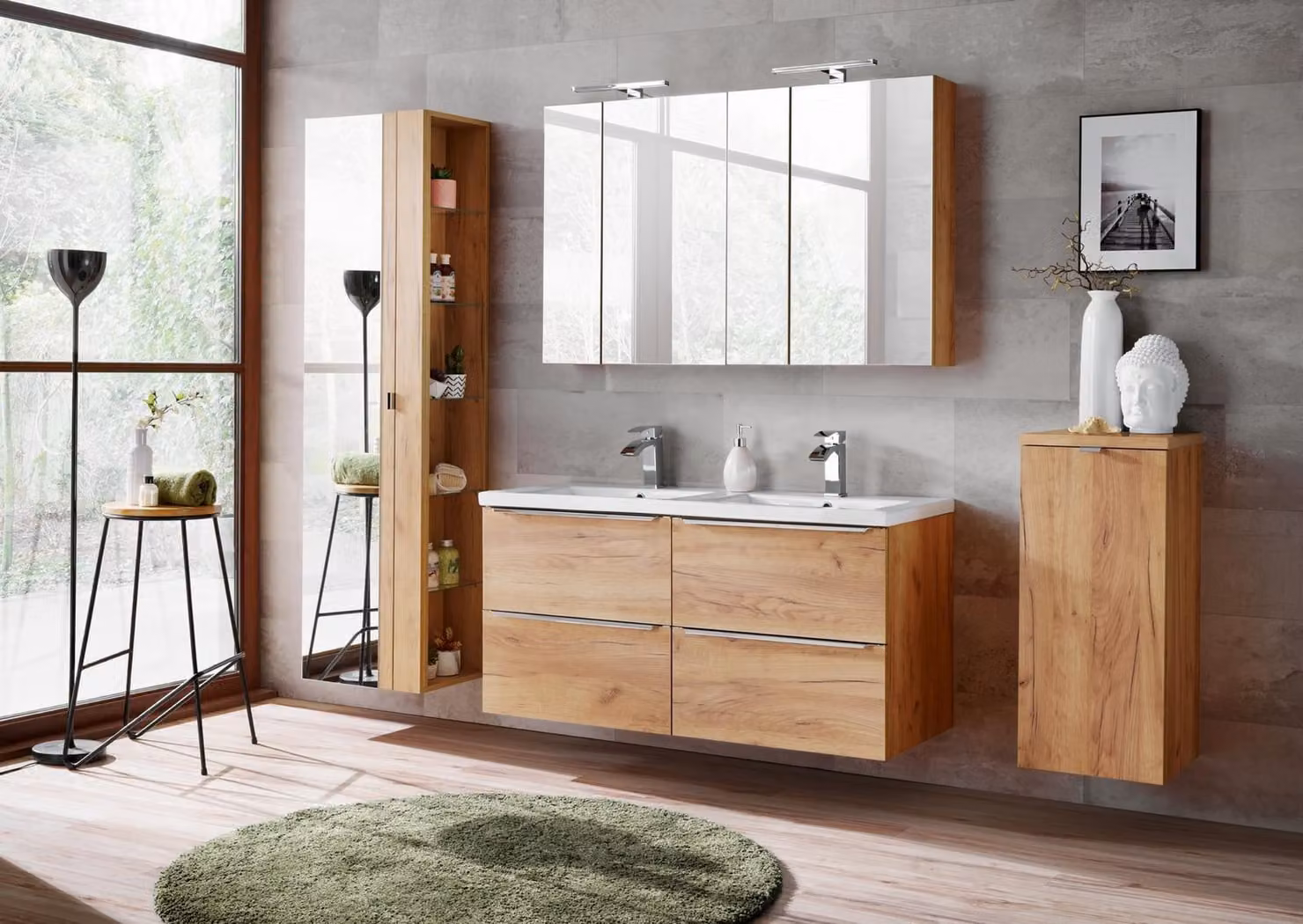 Spiegelschrank Wandschrank Badezimmerschrank mit Spiegel 60 cm Regal Bad Möbel
