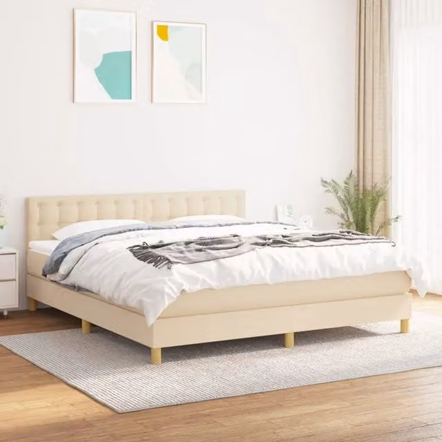 Giroletto a Molle con Materasso Crema 180x200 cm in Tessuto 3140958
