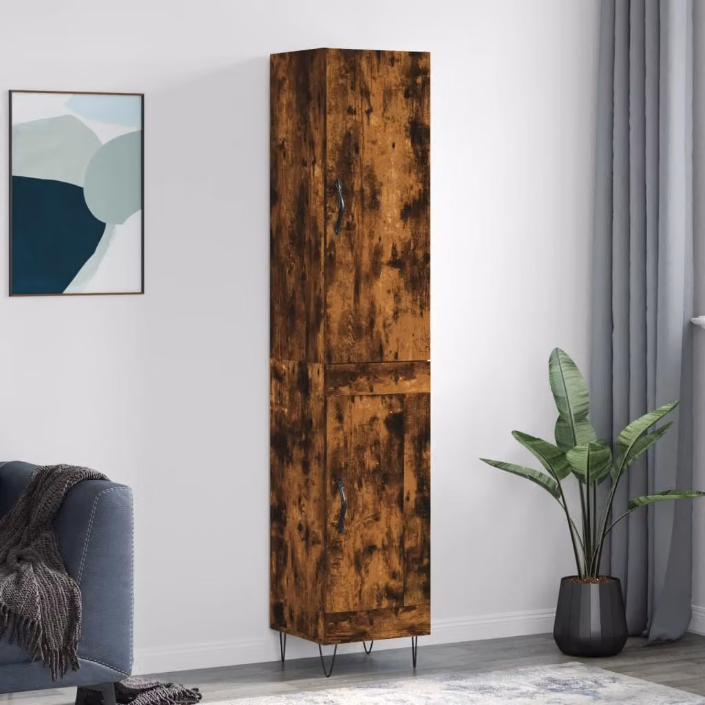 Credenza moderna vidaXL in rovere fumo con ante a battente, L/P/H: 34,5 x 34 x 180 cm