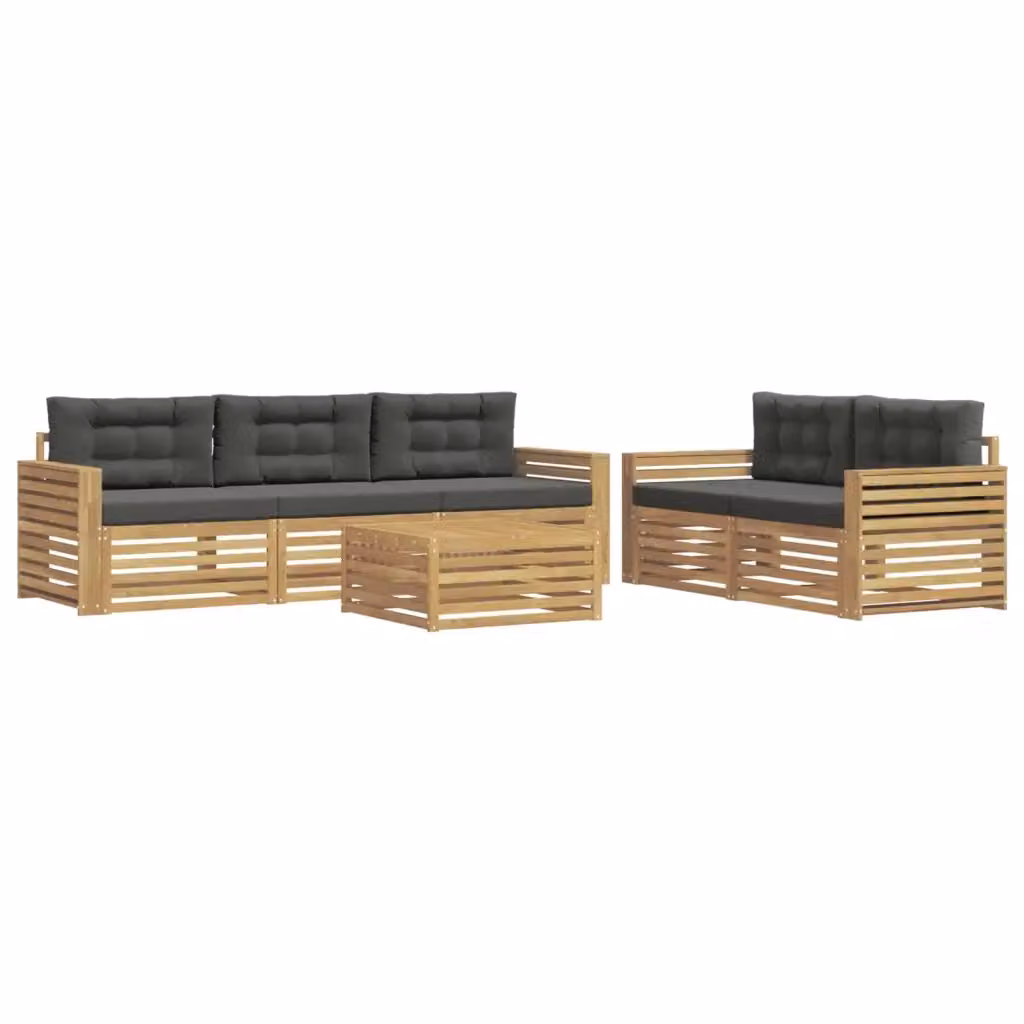 Set di mobili da giardino vidaXL composto da divano a 3 posti, poltrone e tavolino da caffè in legno di acacia, colore bianco e antracite – 2