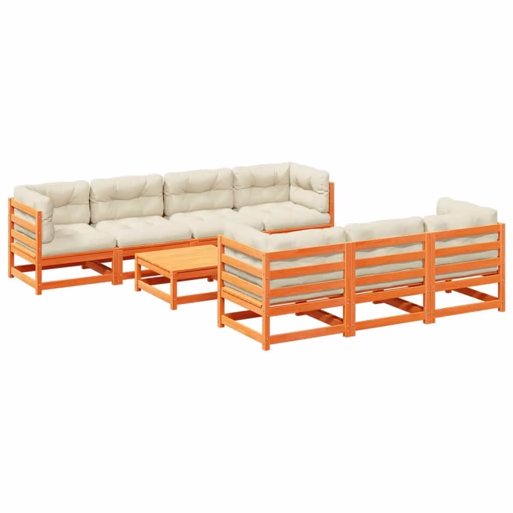 Maison Exclusive - Set Divani Giardino 8 pz con Cuscini Marrone Cera Massello Pino