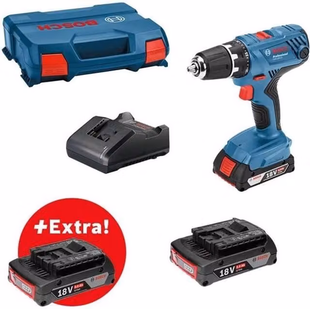 Bosch Professional GSR 18V-21 + 3 batterie GBA 18V 2.0AH + Caricatore GAL 18V-20, consegnato in L-Case-0615990L888888