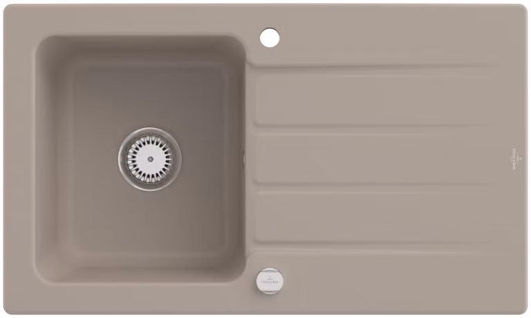 Lavello rettangolare Villeroy&Boch, lavello da cucina con scolapiatti Architectura 50 Almond 86x51 cm, 3350 01 R1