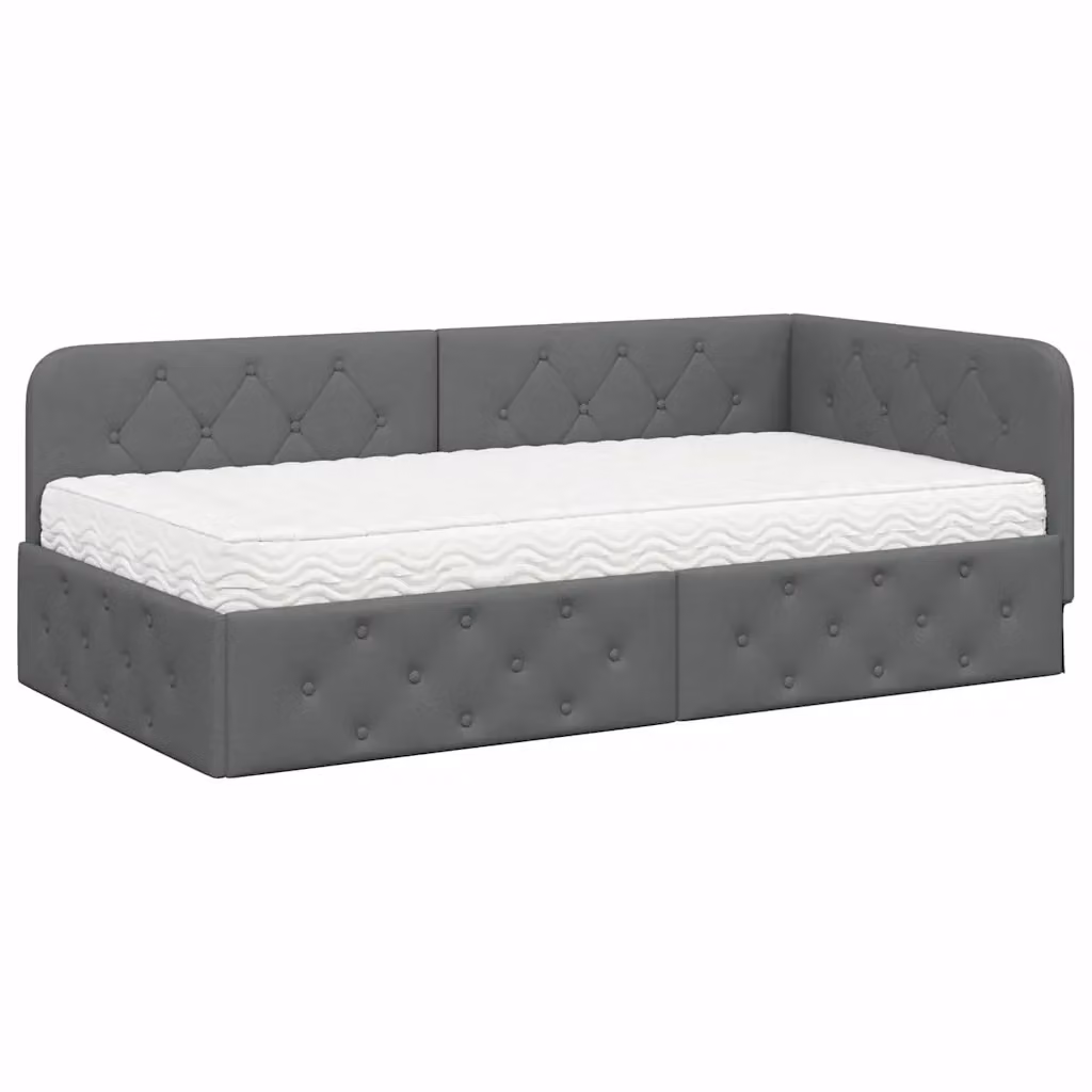 Letto ad angolo moderno vidaXL con chaise longue asimmetrica in tessuto grigio, L/P/H: 204 x 140 x 72 cm – 2