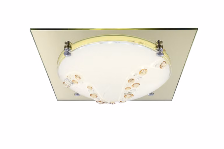 Lampada a sospensione Globo, finitura cromata, bordo dello schermo dorato, 1 LED, modello 48255-12