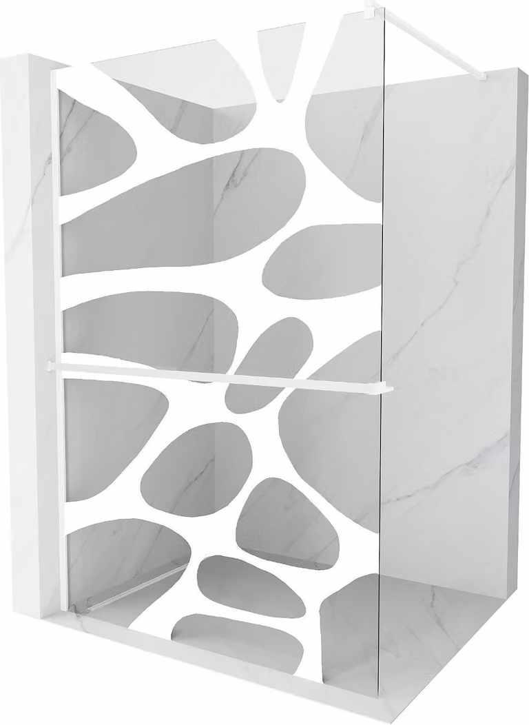 Mexen Kioto+ parete doccia con mensola Walk-in 130 x 200 cm, onda bianca, bianco - 800-130-121-20-97