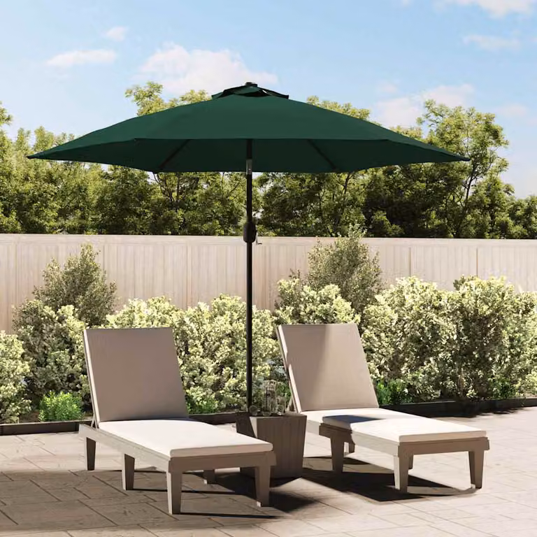 vidaXL Ombrellone a Sbalzo da Giardino con LED Verde e Nero, Diametro: 300 cm