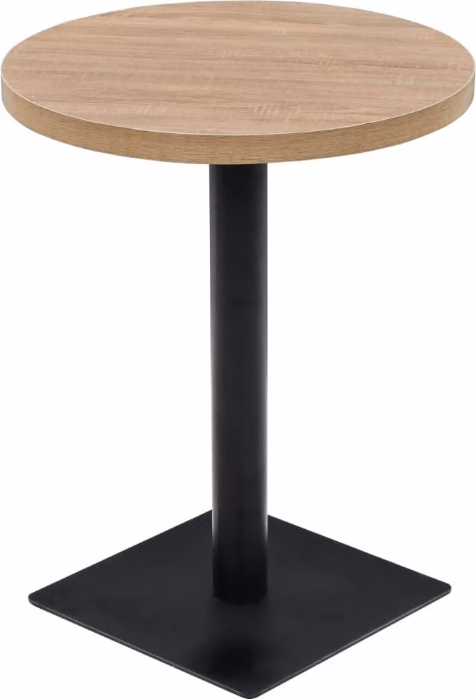 Tavolo Bistrot in MDF e Acciaio Rotondo 60x75 cm Colore Rovere