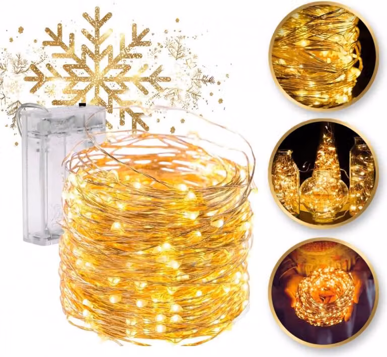 Luci LED bianche calde per interni su filo 100 LED LAMP24CB