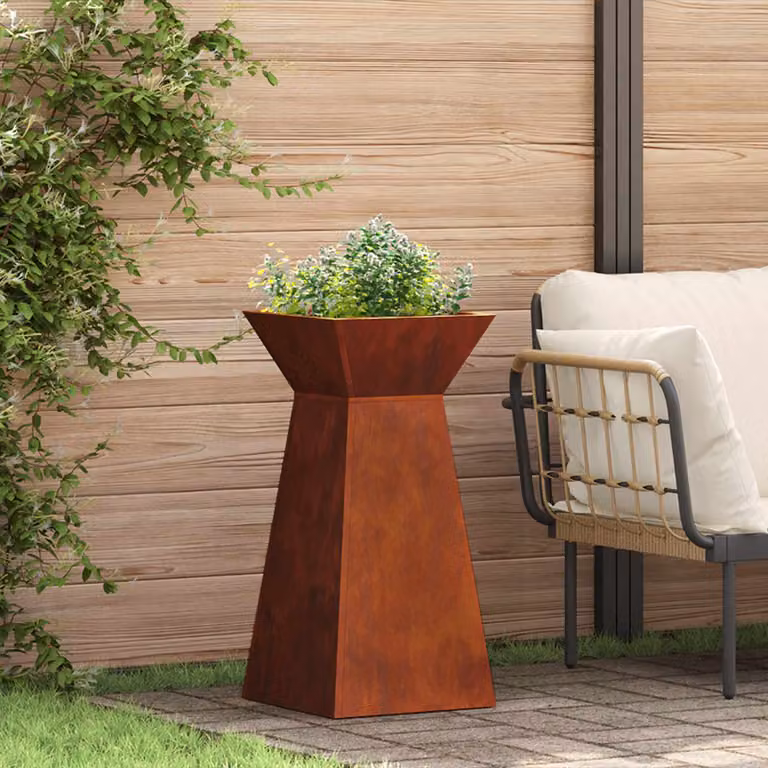 Vaso a Pilastro vidaXL in Acciaio Corten Colore Marrone L/P/H: 35 x 35 x 73 cm