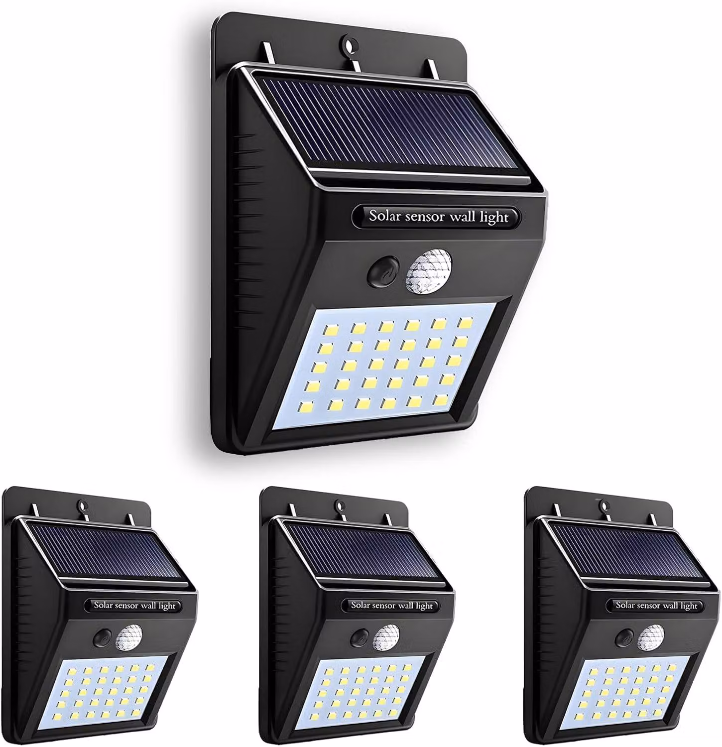 Set di 4 lampioni solari con sensore di movimento, 800 lumen, impermeabili