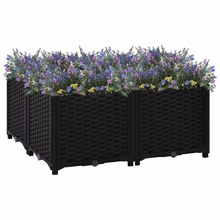 Fioriera Rialzata vidaXL in Plastica WPC, Colore Nero, L/P/H: 80 x 80 x 38 cm