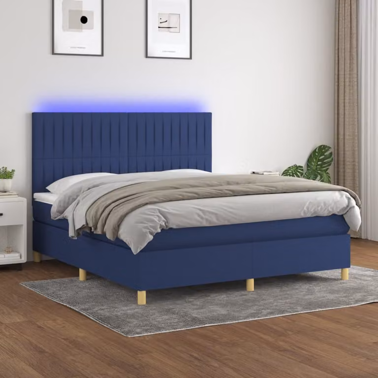Maison Exclusive - Letto a Molle con Materasso e LED Blu 160x200 cm in Tessuto