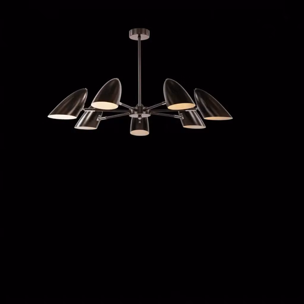 Lampadario a sospensione moderno Maytoni Aida in metallo nero con 7 luci E14 40W IP20 – 2
