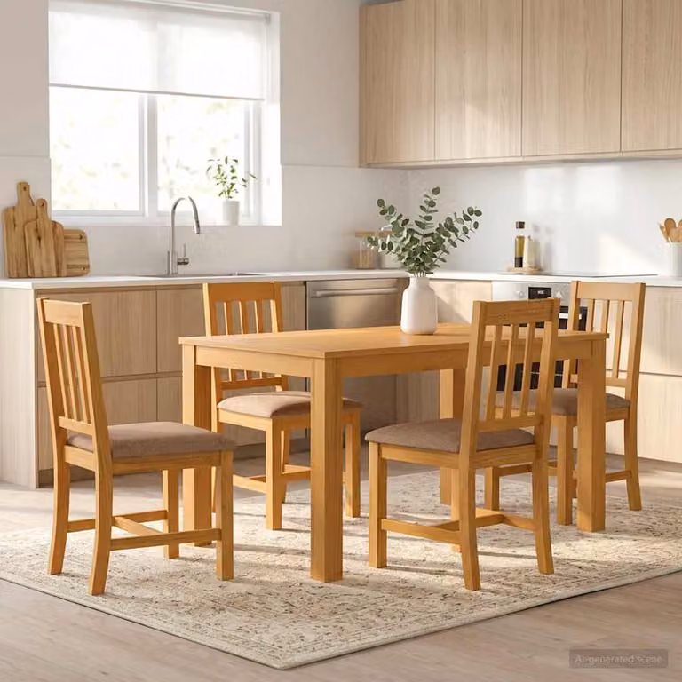 Set da pranzo vidaXL in legno di quercia composto da 5 pezzi, tavolo rettangolare e sedie, Grigio e Marrone, L: 150 cm, P: 110 cm, H: 75 cm