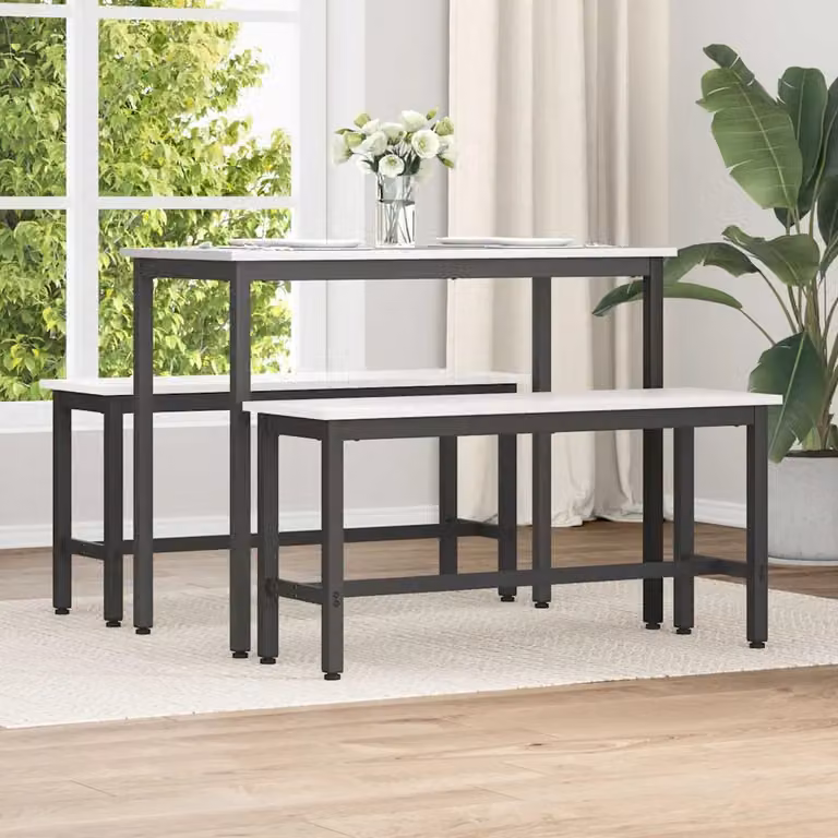 Panchina da pranzo moderna vidaXL in legno e metallo, L 100 x P 32,5 x H 49 cm